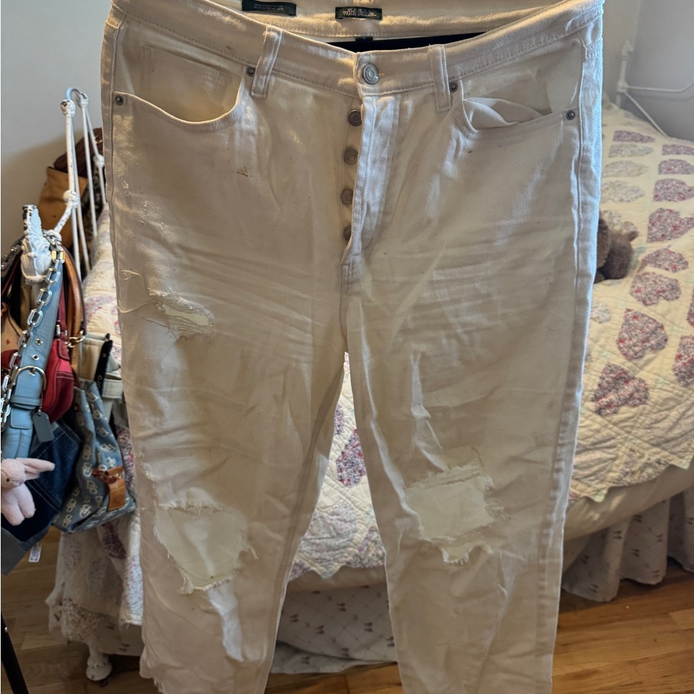 Wild Fable Men's Cream Distressed Jeans